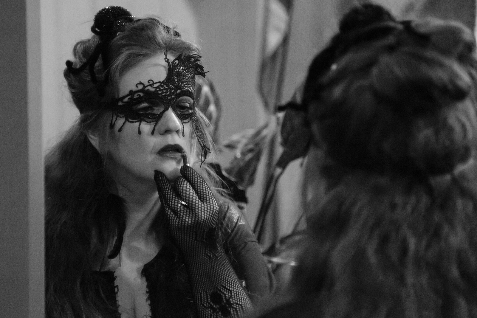 A guest at the Masquerade, Rauða Skáldahúsið, November 2017. Photo by Kaspars Bekeris