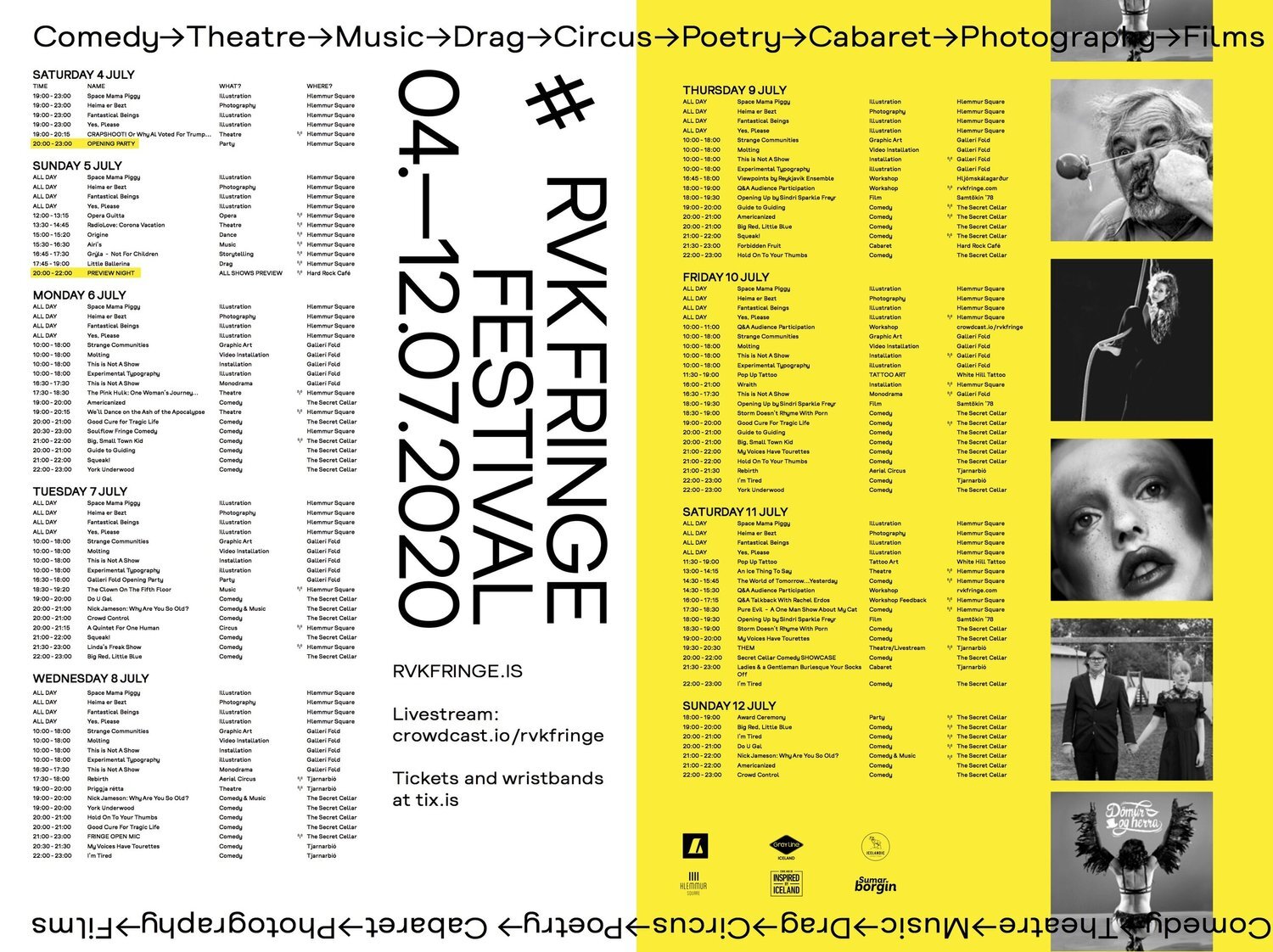 RVK Fringe 2020 poster, designed by Arnar&Arnar